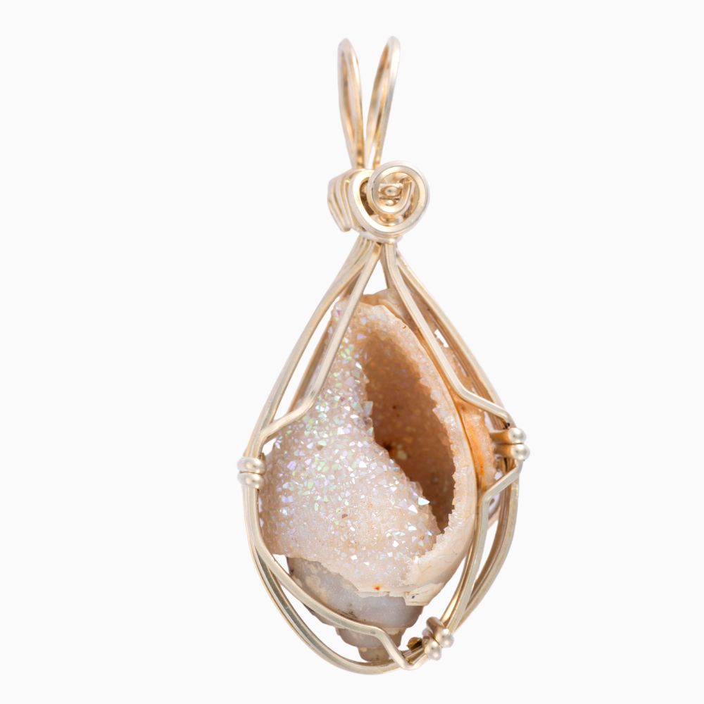 Druzy Shell Fossil Pendants