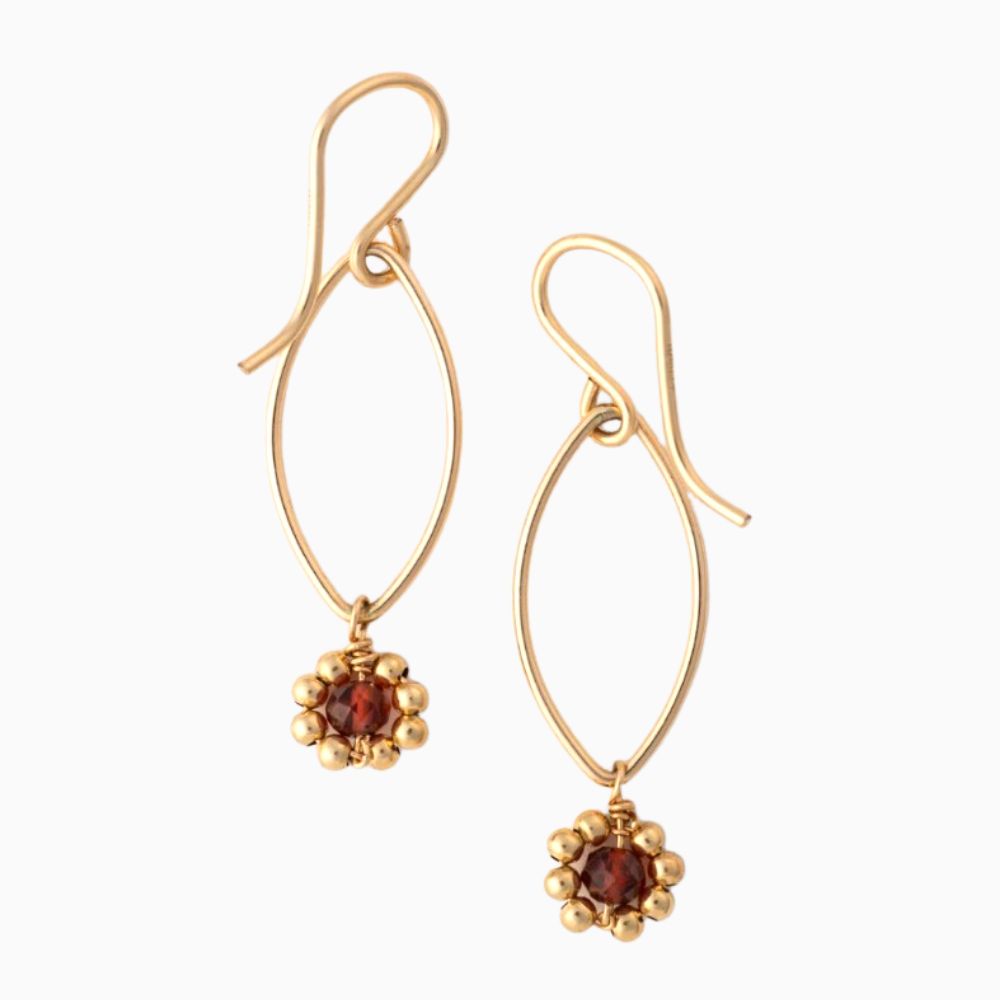 Garnet Flower Earrings