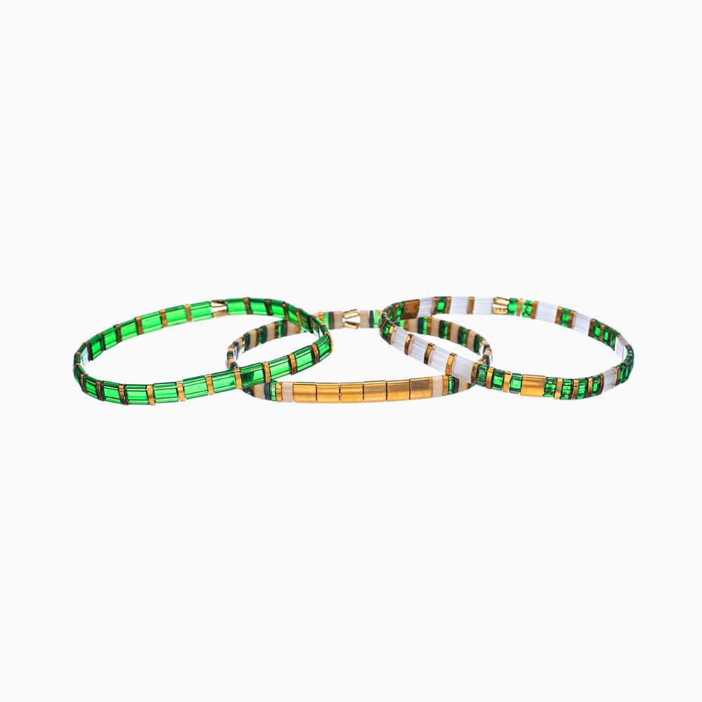 Green Miyuki set of 3 Bracelets