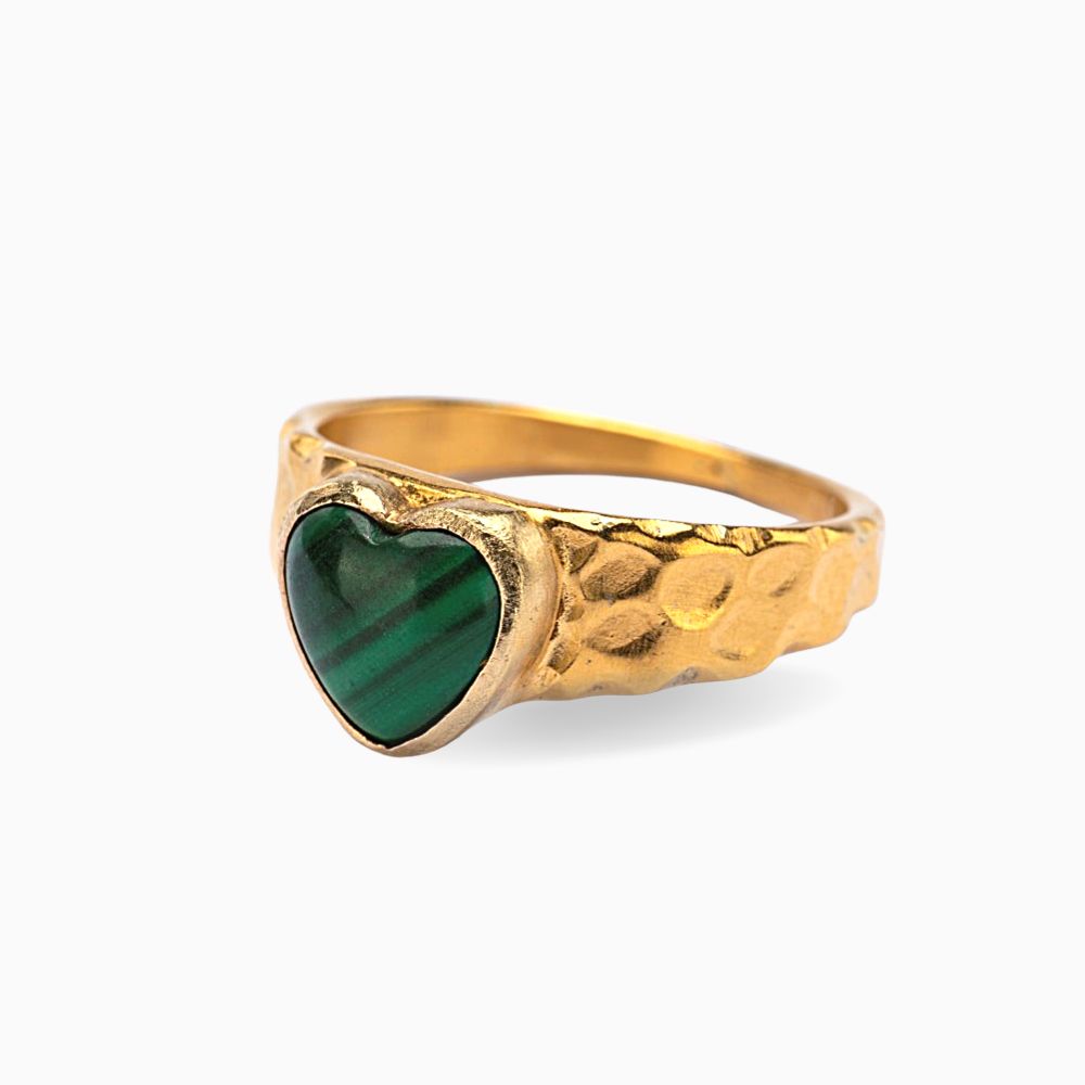 Green with Envy Malachite Heart Ring