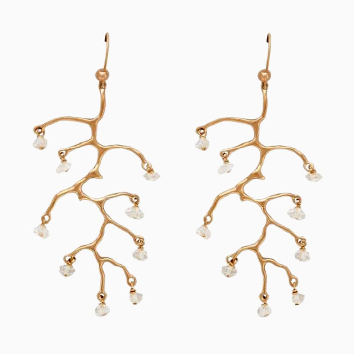 Herkimer Diamond Staghorn-Styled Earrings