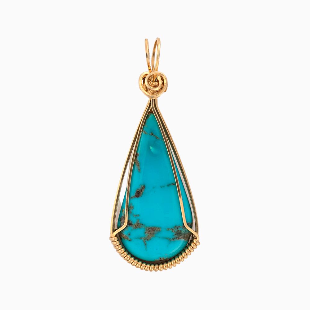 Kingman Turquoise Large Teardrop Pendant