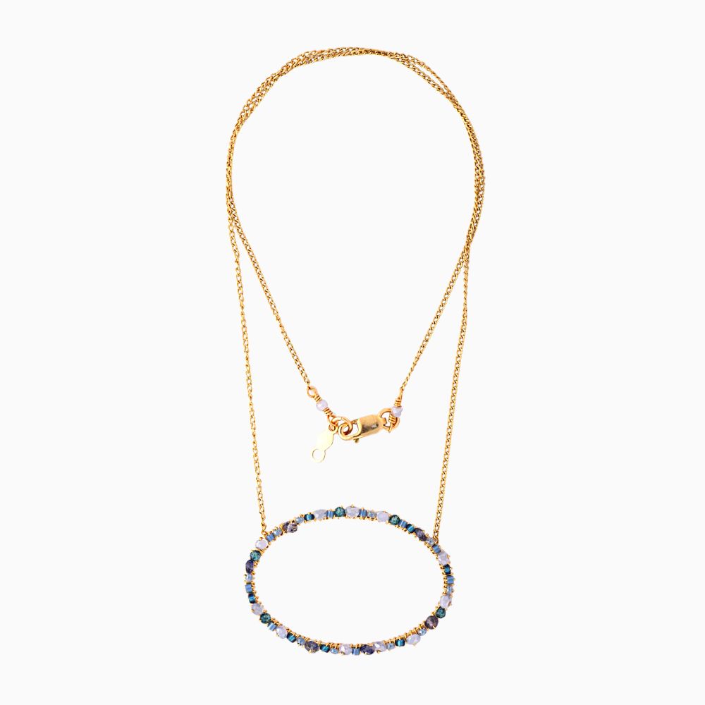 Mixed Gemstones Circle Necklace