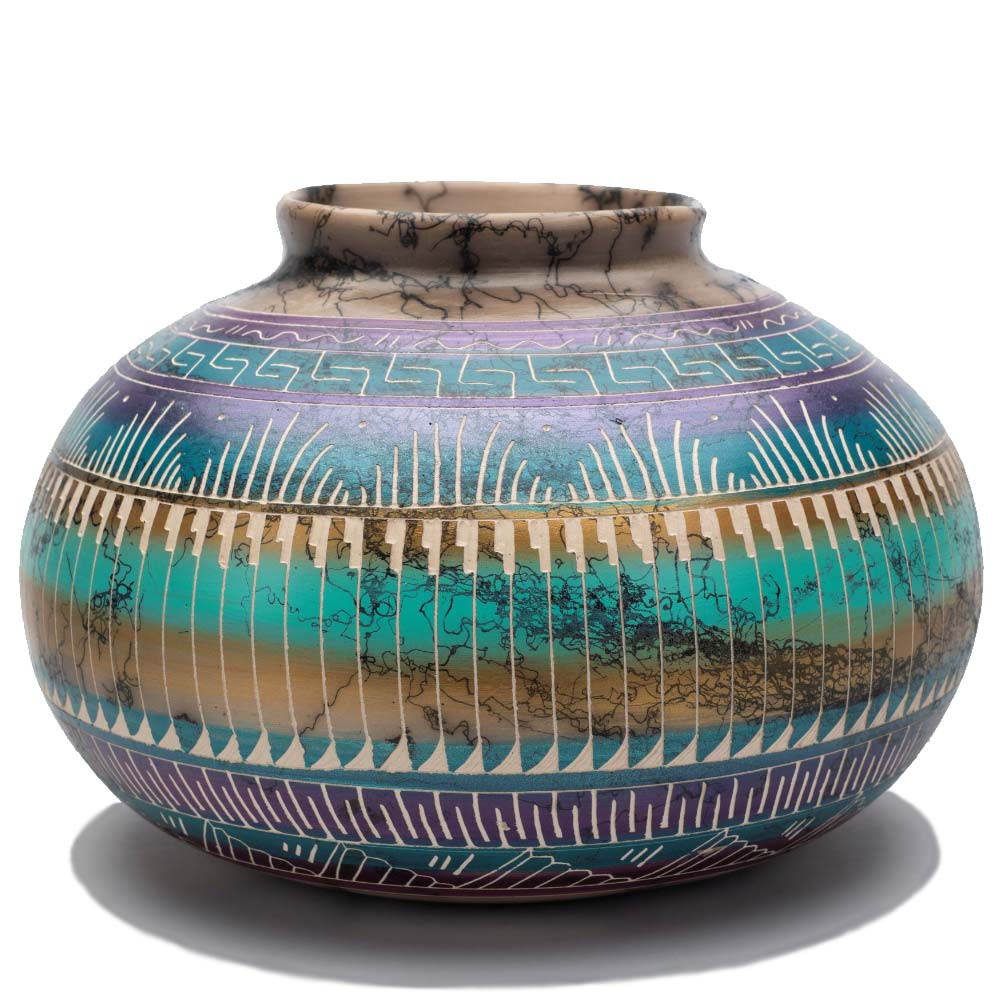 Navajo Horsehair Pottery, Native American Handcrafted Pot