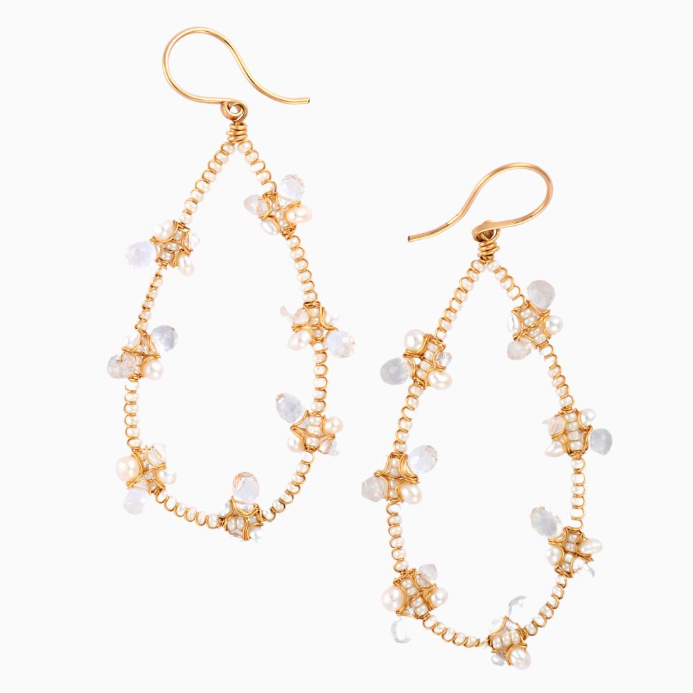 Pearl & Quartz Floral Earrings