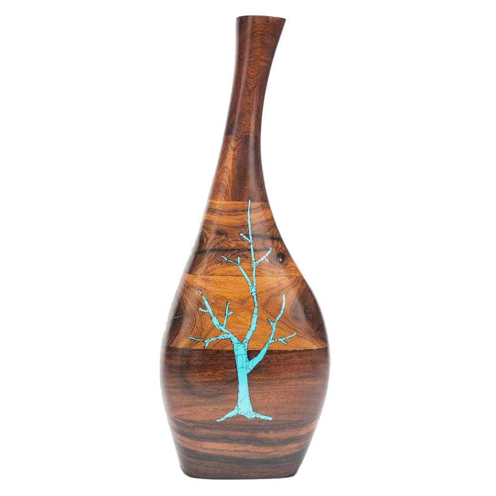 Turquoise Tree Ironwood Vase