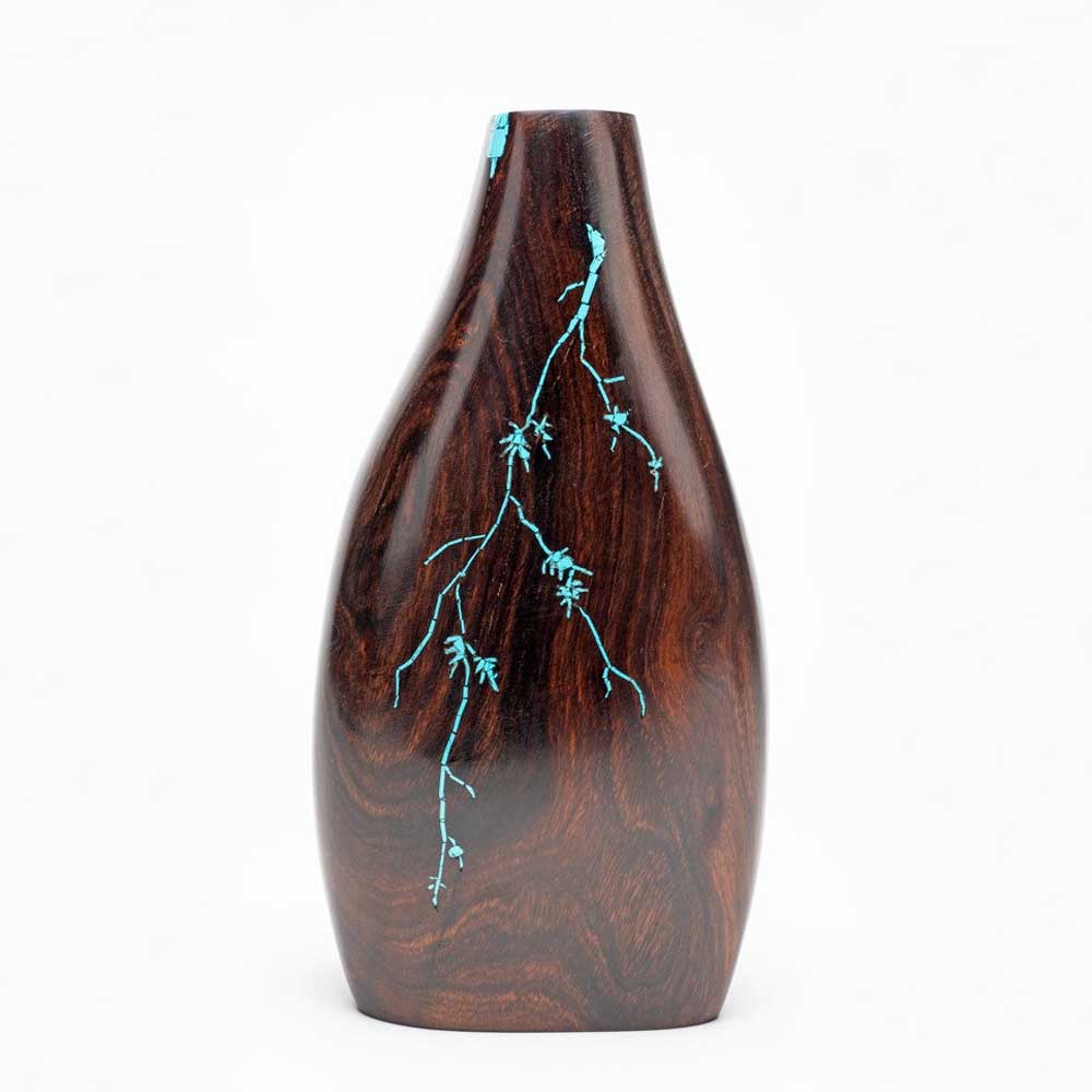 Turquoise Vine Ironwood Vase