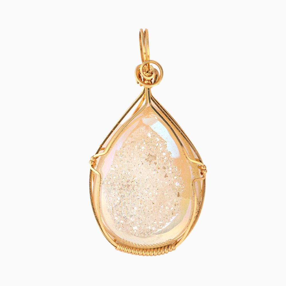 White Druzy Window Quartz Pendant